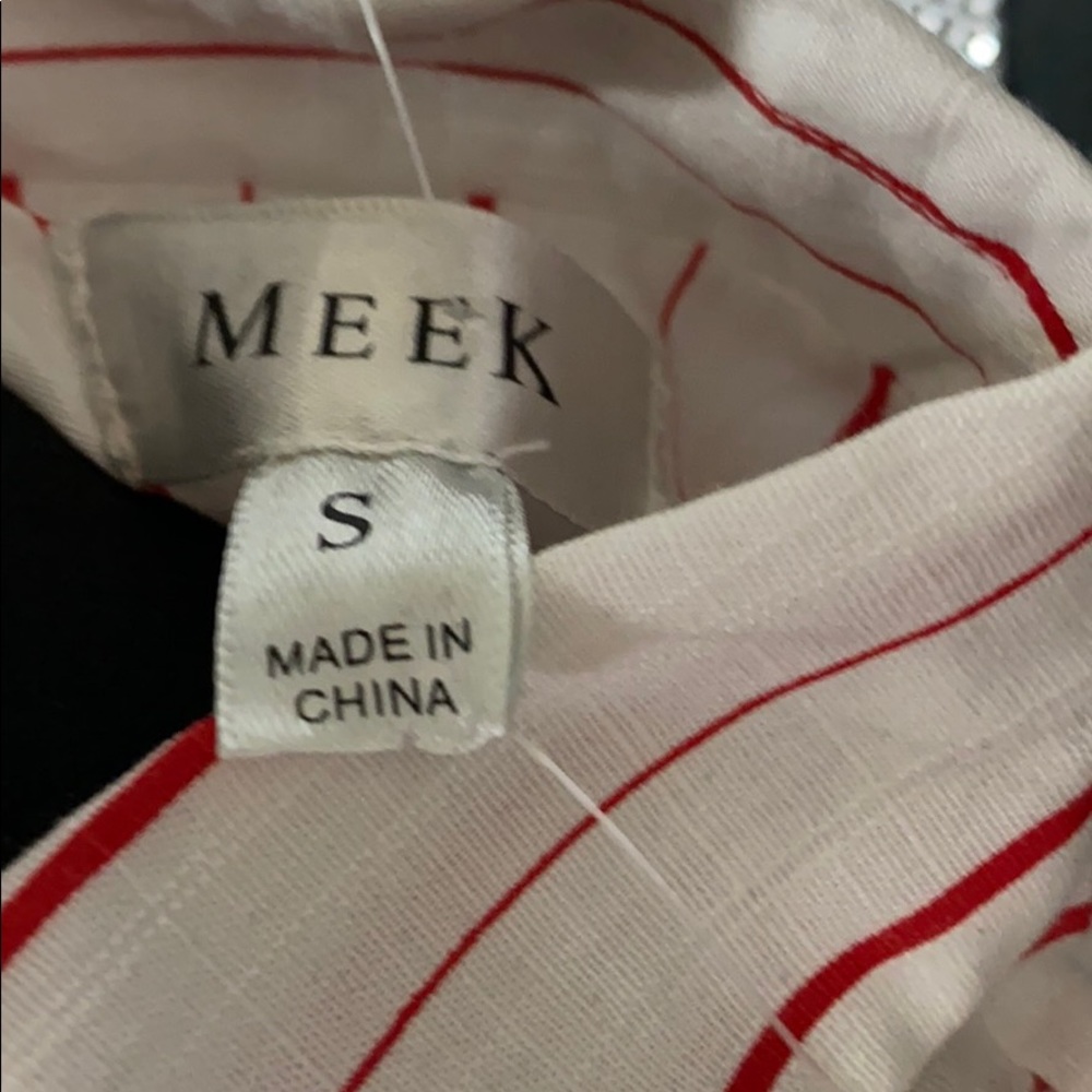 MEEK TOP BLOUSE RED  WITH STRIPES LINES Size S NWT - Picture 5 of 5